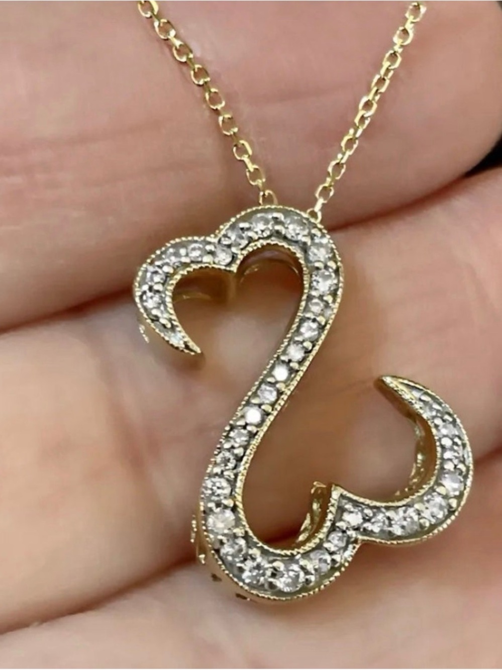 Kay Jewelers Gold-Tone Crystal Initial 'S' Heart Necklace